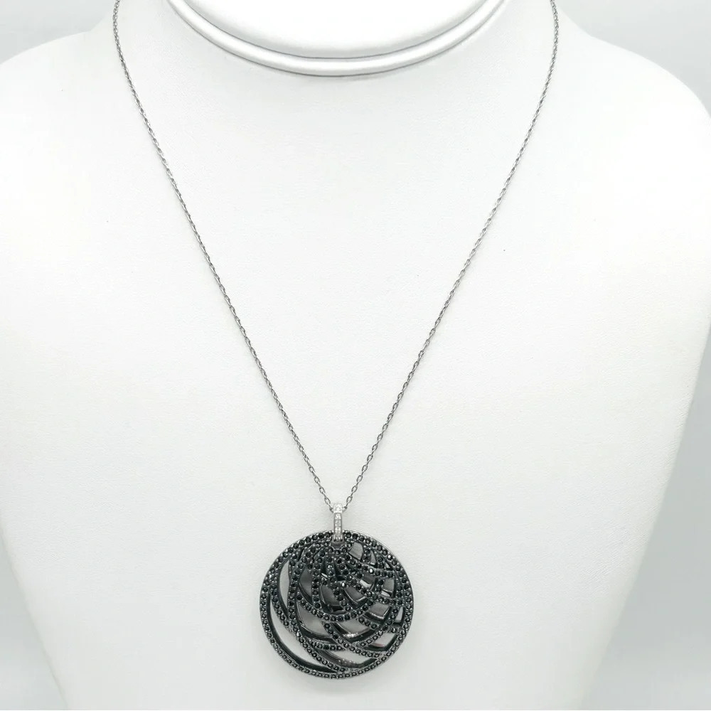 Swarovski Crystal Dual Sided Pave Pendant Necklace